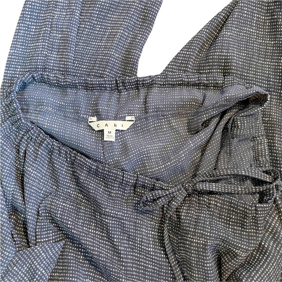 Cabi Tank Pant Set Sz 8 Empire Waist Peplum Button Straps Tie Waist Pant Sheer - Picture 6 of 14